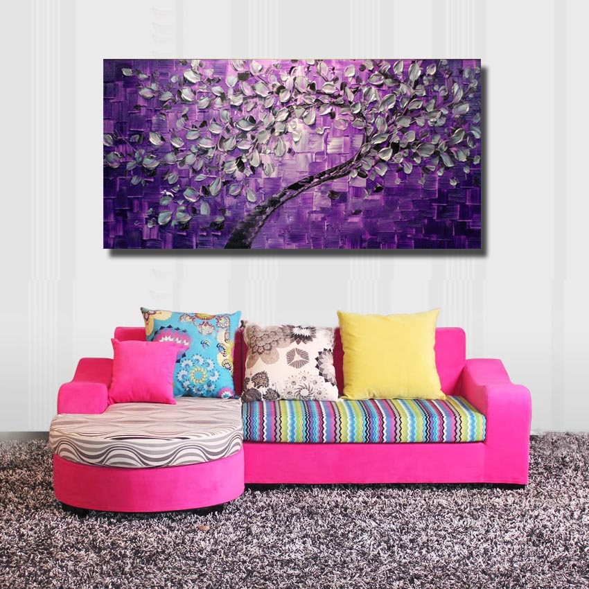 big size wall art tree oil painting on canvas for home decor ideas paints on wall pictures art unframed hf0014