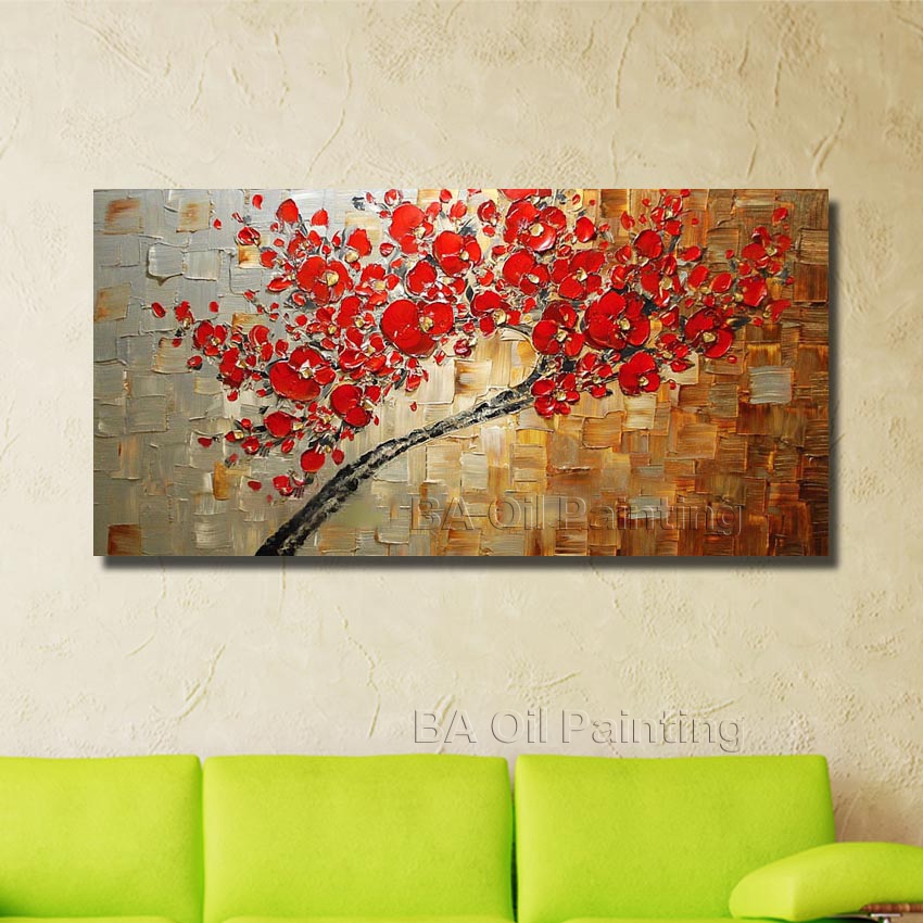 handmade abstract canvas red oil paintings decoration modern art 1pcs large wall pictures for living room no framed hf0011