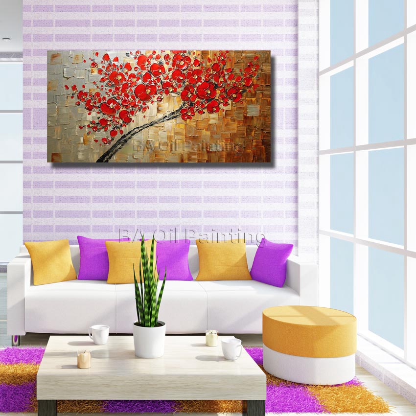 handmade abstract canvas red oil paintings decoration modern art 1pcs large wall pictures for living room no framed hf0011