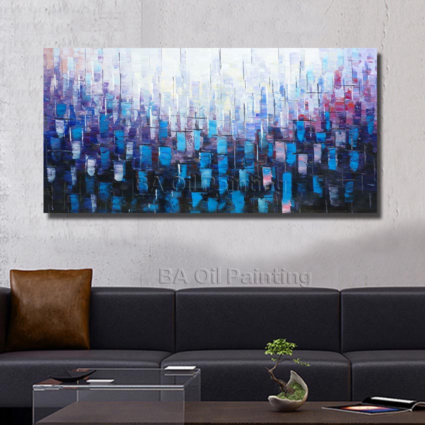 handmade abstract purple living room wall art modern decorative group paintings oil paintings canvas on hf0006