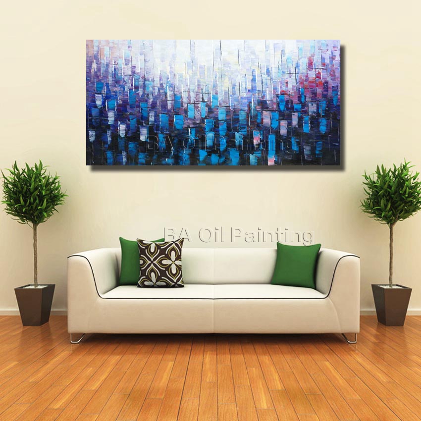 handmade abstract purple living room wall art modern decorative group paintings oil paintings canvas on hf0006