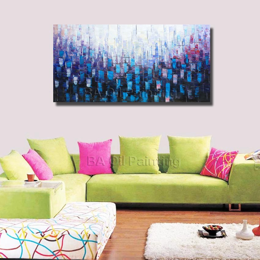 handmade abstract purple living room wall art modern decorative group paintings oil paintings canvas on hf0006