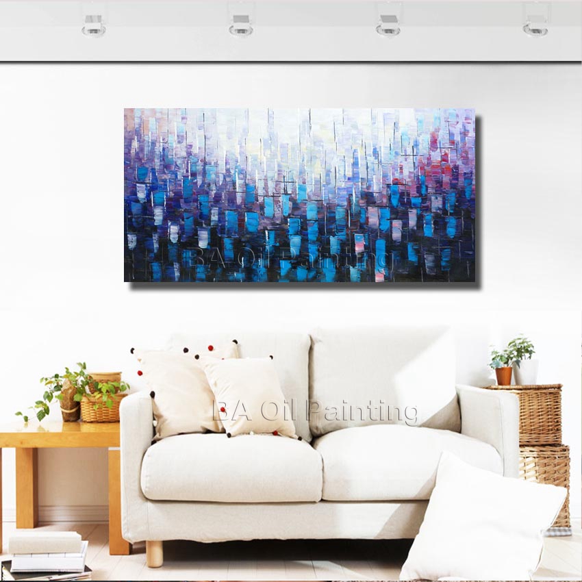 handmade abstract purple living room wall art modern decorative group paintings oil paintings canvas on hf0006