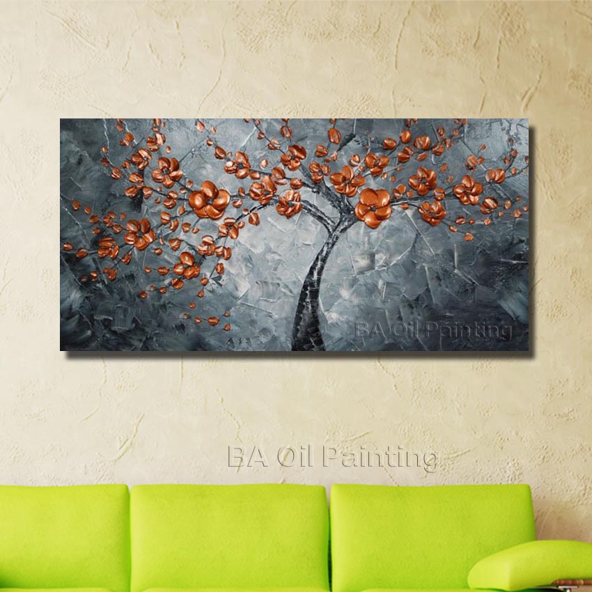 wall art landscape canvas paintings home decor pictures orange flower paintings home decoracion unframed hf0018