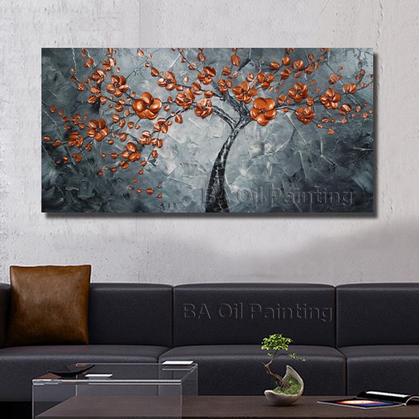 wall art landscape canvas paintings home decor pictures orange flower paintings home decoracion unframed hf0018