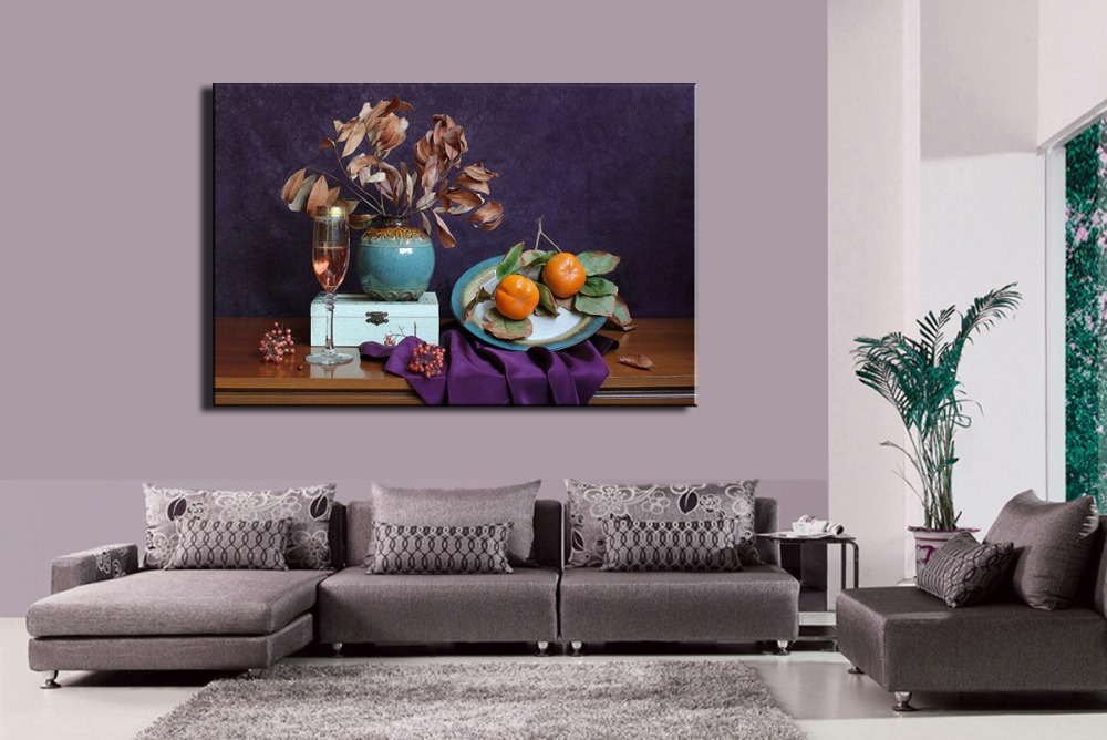 1 piece hd decorative fruit persimmon oil painting on canvas artwork walls decorating