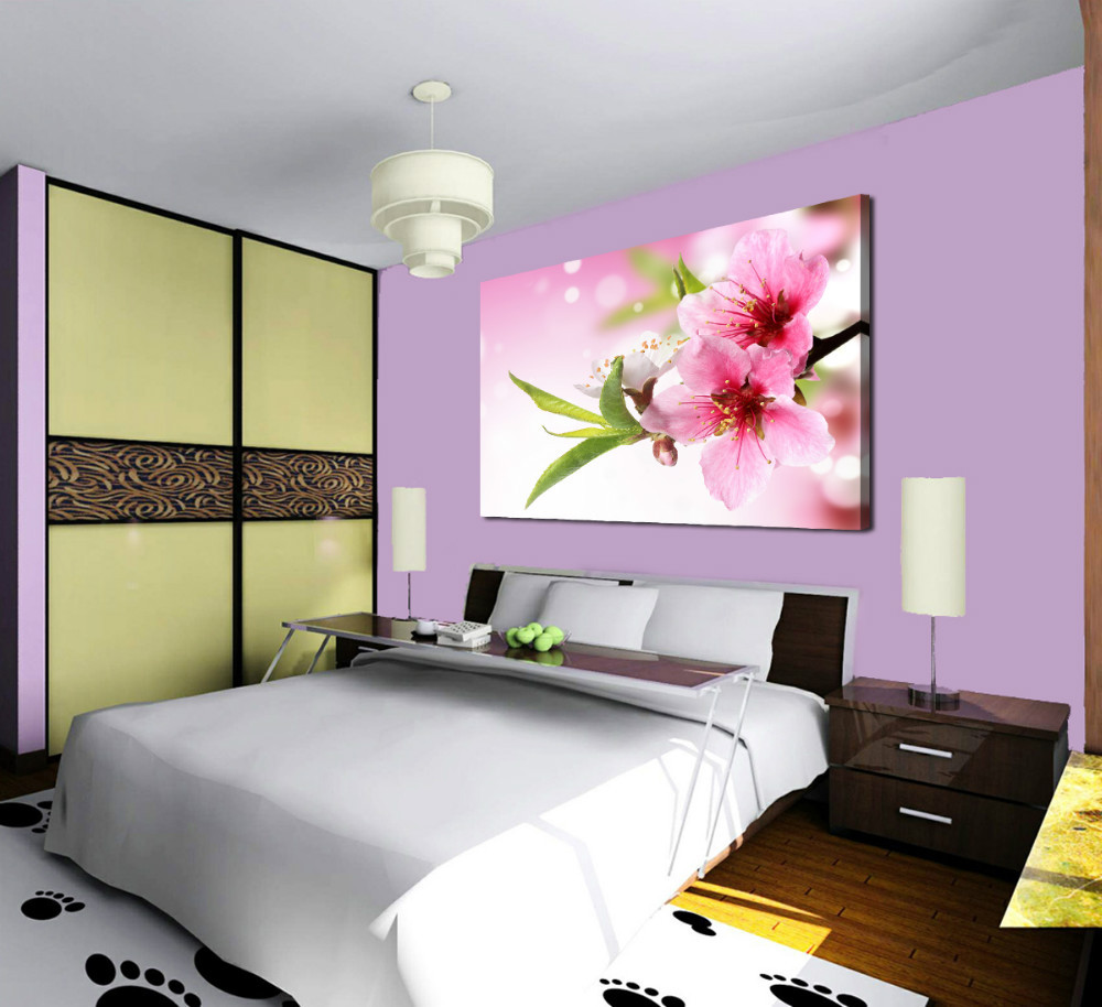 1 piece sell modern wall painting blooming plum home decorative art picture paint on canvas printing