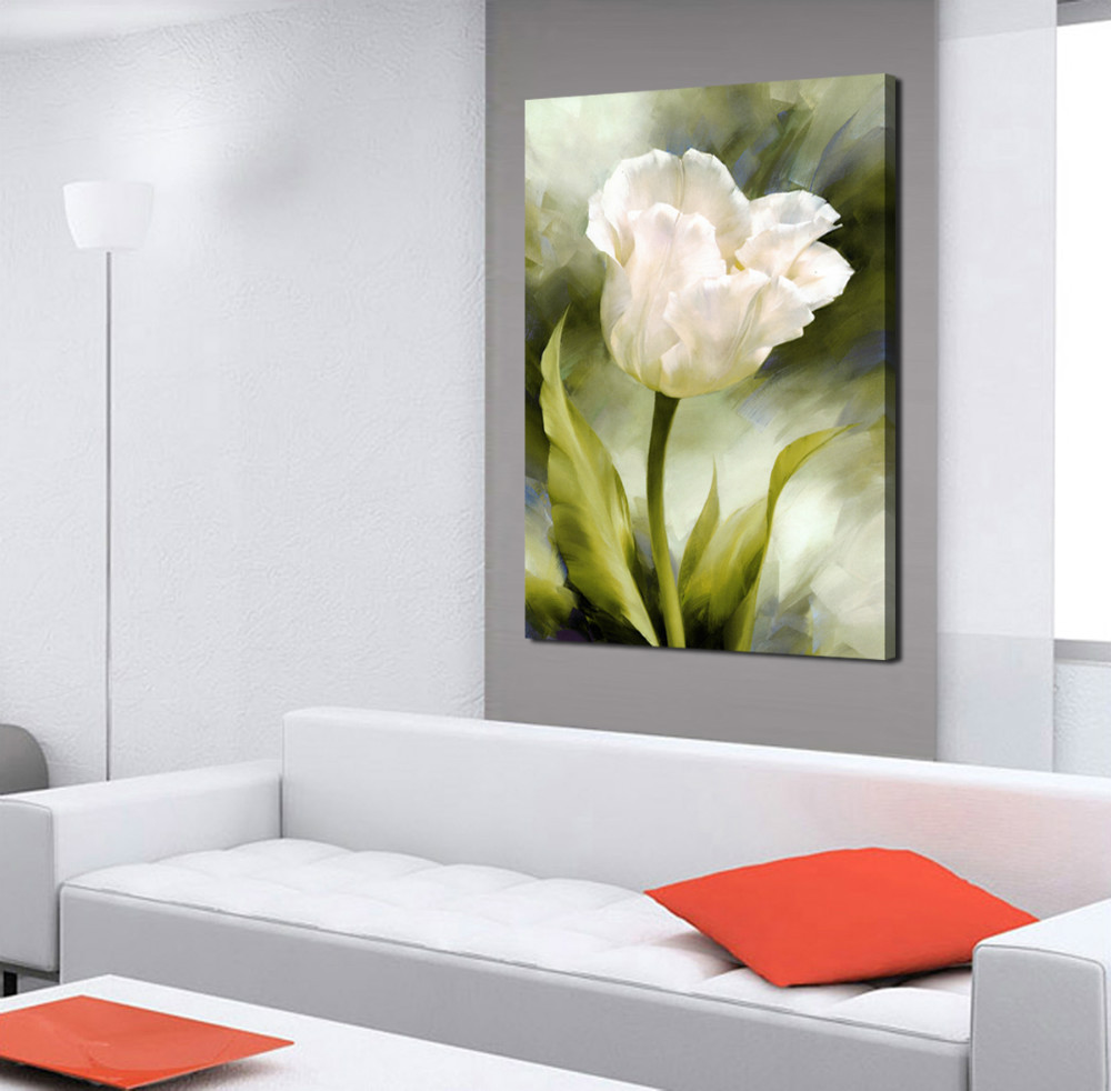 1 piece/set white datura hd canvas print painting art work home decoration painting for living room