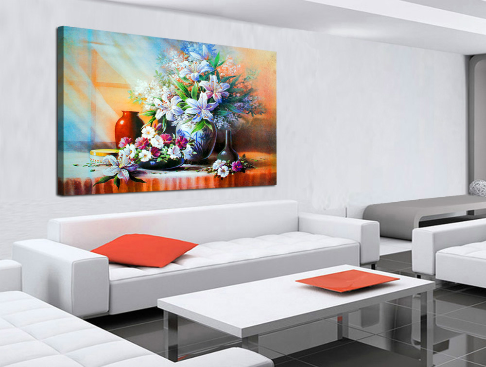 1 piece table decoration flower hut hd home decorative art picture paint on canvas prints