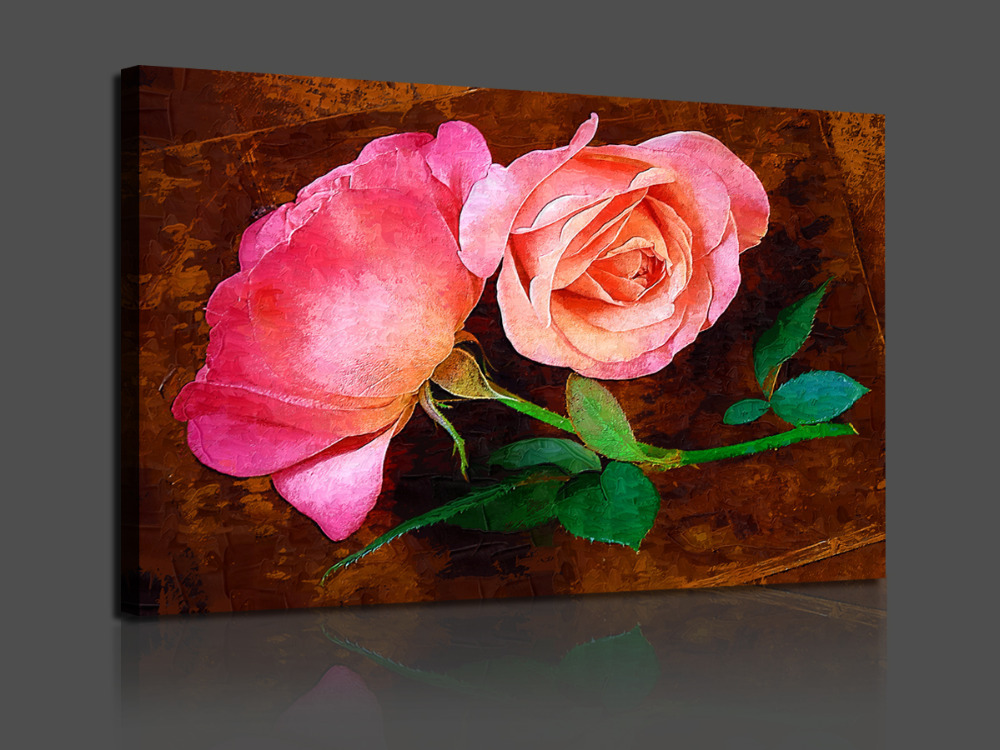 1 pieces popular hd modern wall painting green and red rose flowers home wall art picture print on canvas unframed