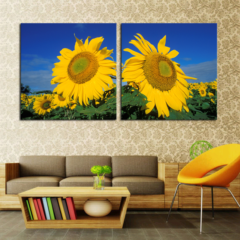 2 piece big sunflower modern home wall decor canvas picture art hd print painting on canvas artwork