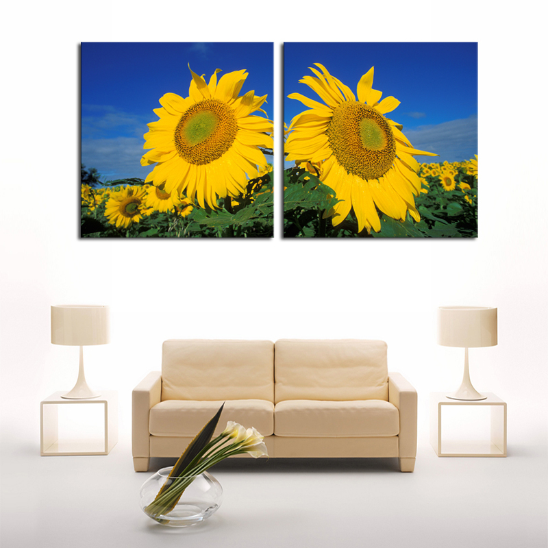 2 piece big sunflower modern home wall decor canvas picture art hd print painting on canvas artwork