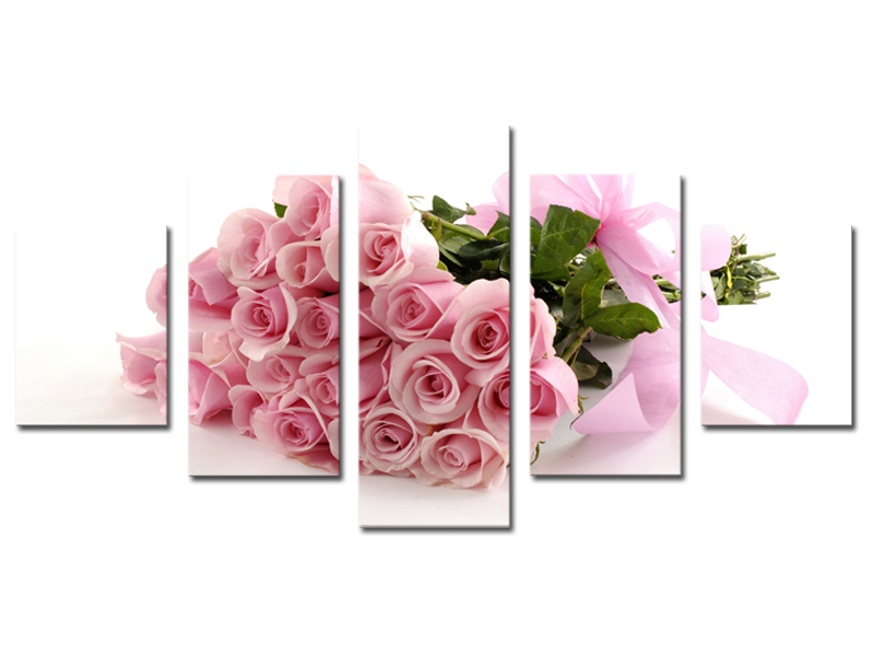 5 piece pink roses hd picture painting modern home wall decor for living room print painting on canvas art uframed