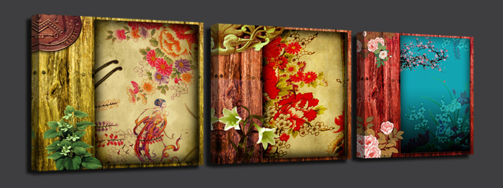 abstract flowers 3 panels/set hd picture canvas print painting artwork sell decorative painting