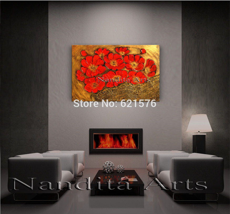 big hand-painted modern wall art picture home decor abstract red coppy texture thick palette knife oil painting on canvas art