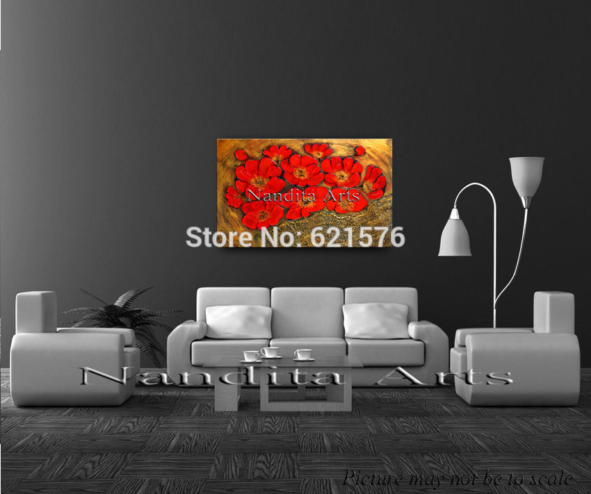 big hand-painted modern wall art picture home decor abstract red coppy texture thick palette knife oil painting on canvas art