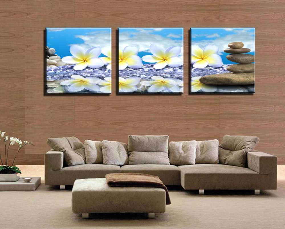 flower and stones 3 panels/set hd picture canvas print painting artwork sell decorative painting