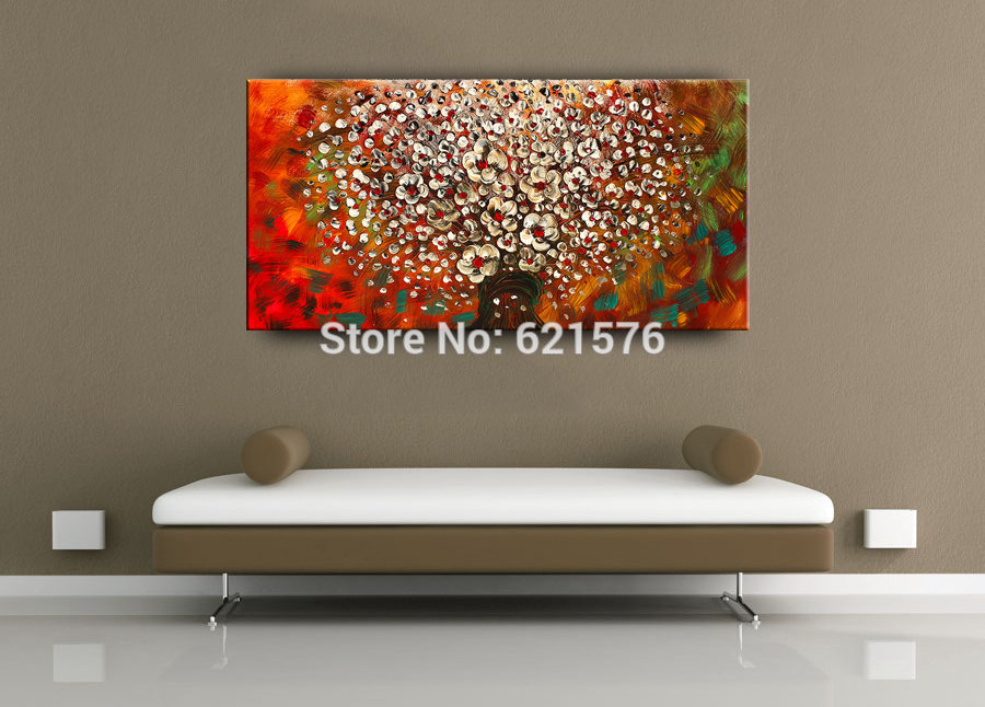 hand-painted modern a bunch of brown flowers wall art picture home decor abstract thick palette knife oil painting on canvas art