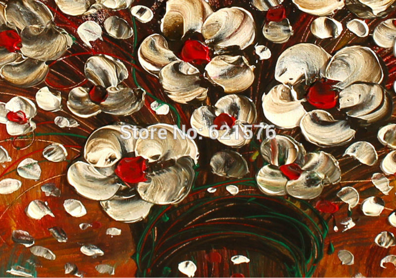 hand-painted modern a bunch of brown flowers wall art picture home decor abstract thick palette knife oil painting on canvas art