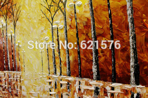 hand-painted modern living room home decor abstract brown tree light wall art picture thick palette knife landscape oil painting