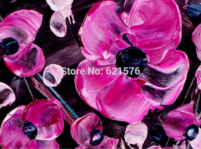 hand-painted modern wall art picture living room home decor abstract rose red flower vase palette oil painting on canvas art