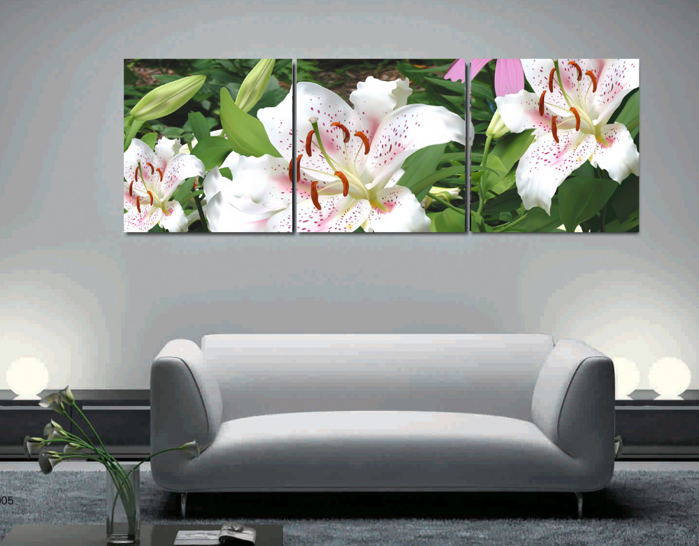 lily 3 panels/set hd picture canvas print painting artwork, sell decorative painting