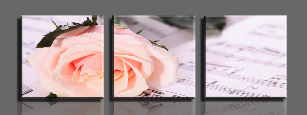 pink roses 3 panels/set picture hd canvas print painting artwork sell decorative painting unframed