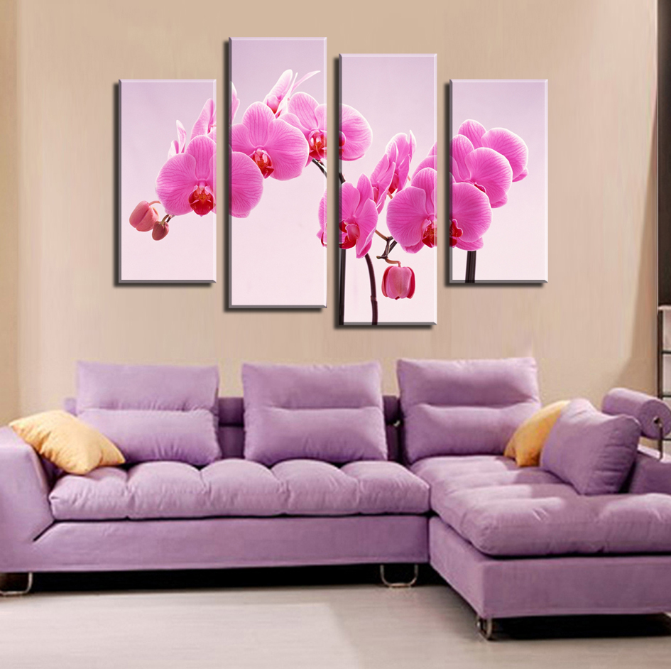 shopping phalaenopsis 4 panels/set hd canvas print painting artwork, wall art the picture.