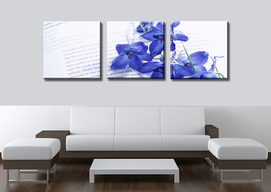 shopping purple flowers 3panels/set hd canvas print painting artwork sell decorative painting