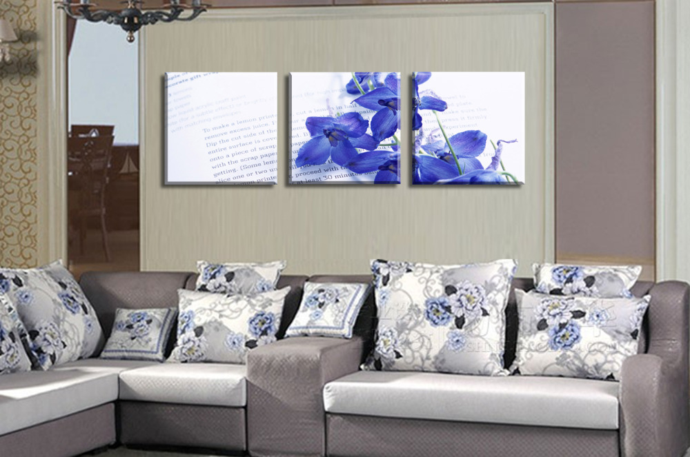 shopping purple flowers 3panels/set hd canvas print painting artwork sell decorative painting