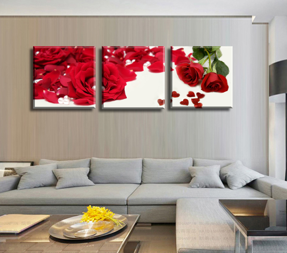 shopping temptation roses 3 panels/set hd canvas print painting artwork sell decorative painting