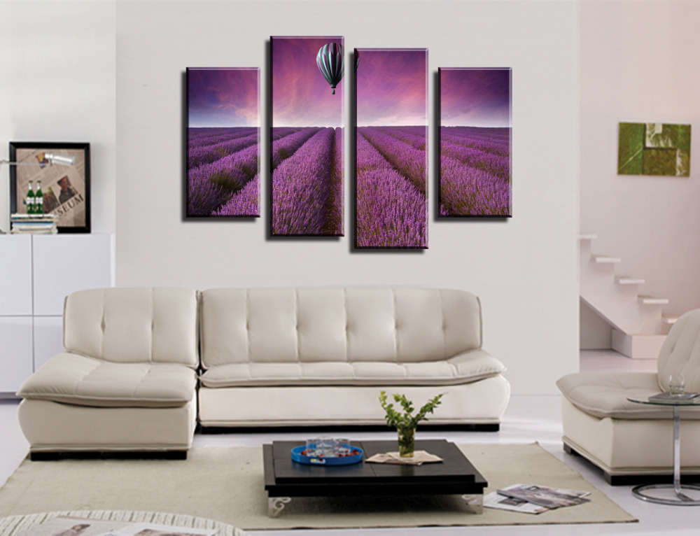 the beautiful yellow lilies 4 panels/set hd canvas print painting artwork wall art the picture.