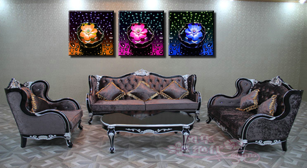 three color flower 3 panels/set hd picture canvas print painting artwork sell decorative painting