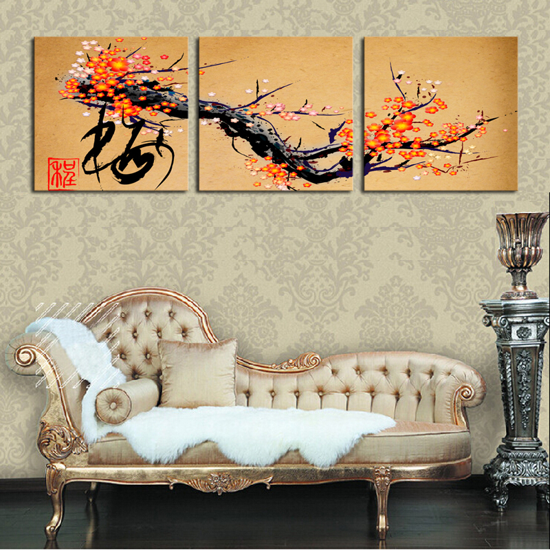 unframe 3 panels chinese style art flowers decoration picture hd canvas print painting artwork canvas wall art whole