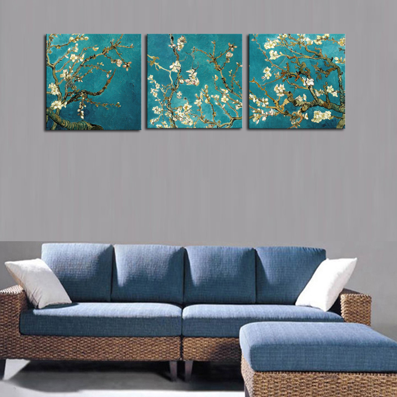 unframed 3 panels almond blossom modern canvas wall art flower home decorative art picture paint on canvas prints