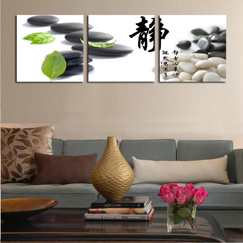 unframed 3 panels chinese style art stone leaves decoration picture hd canvas print painting artwork canvas wall art whole