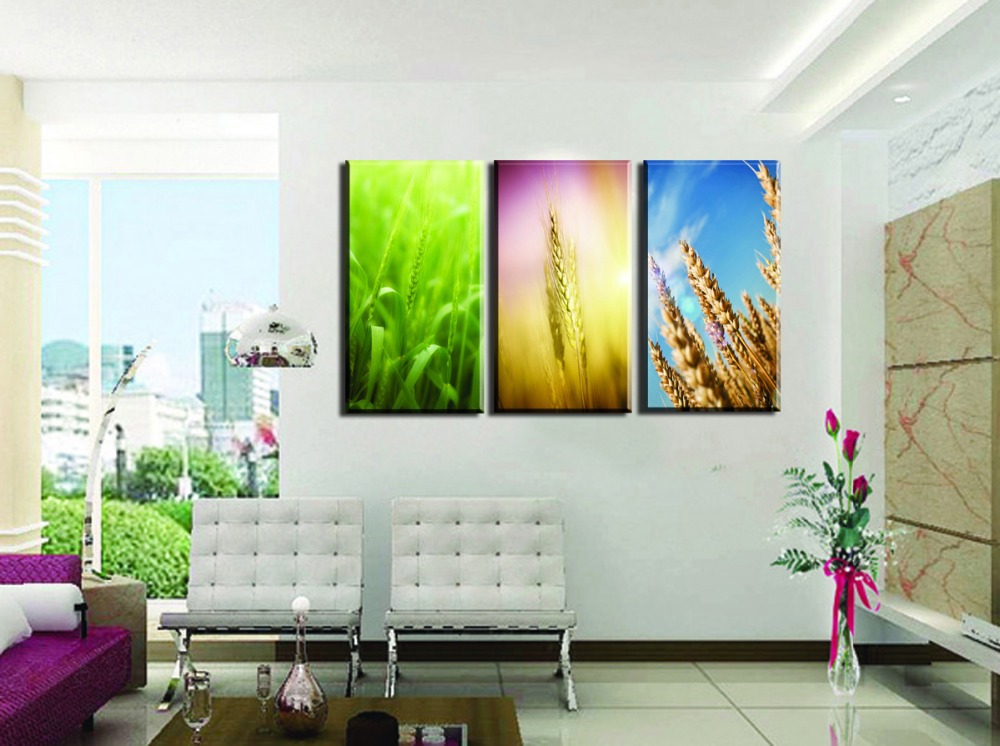 wheat 3 panels/set hd picture canvas print painting artwork home decorative painting