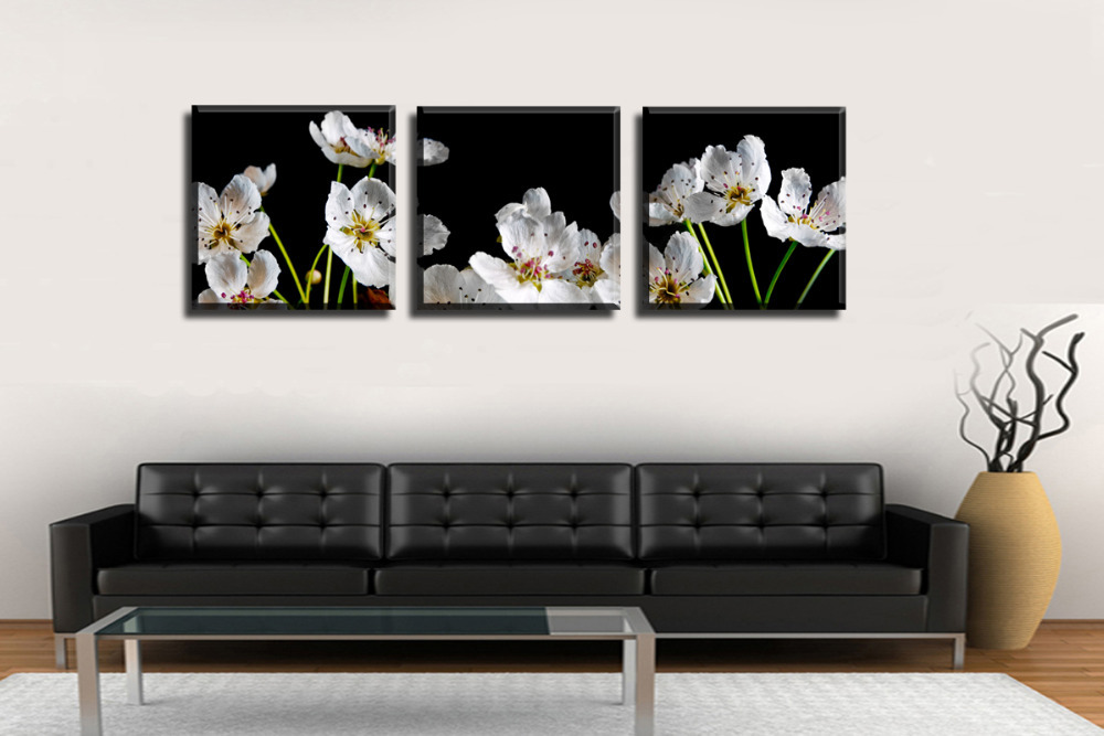 white flowers 3 panels/set picture hd canvas print painting artwork sell decorative painting