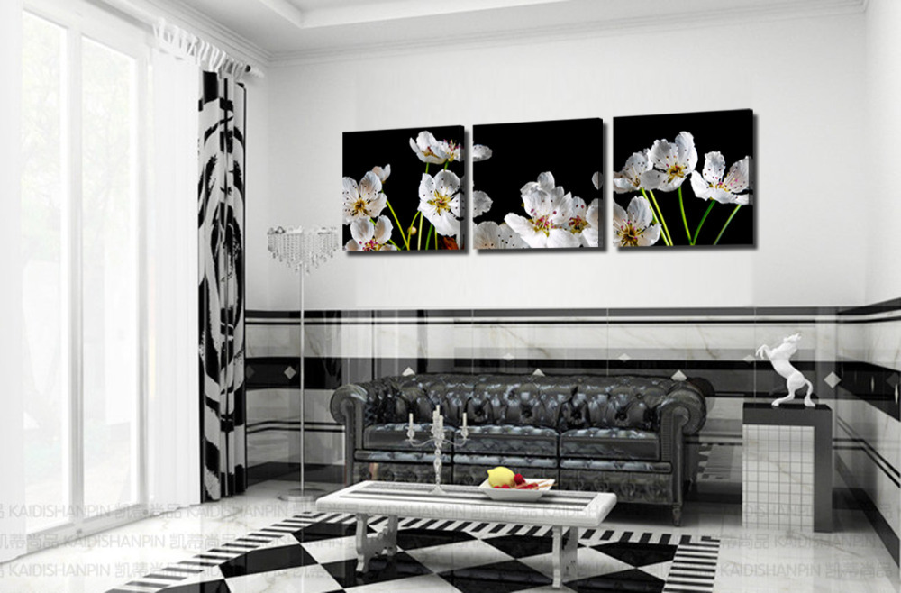 white flowers 3 panels/set picture hd canvas print painting artwork sell decorative painting