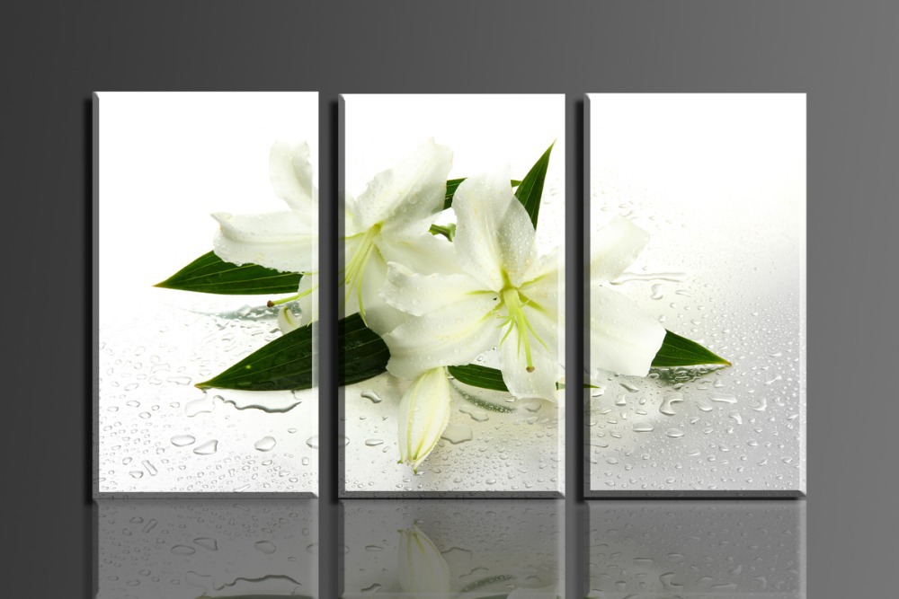 white lilies 3 panels/set hd canvas print painting artwork wall art picture gift for room decorative painting h00759d-n