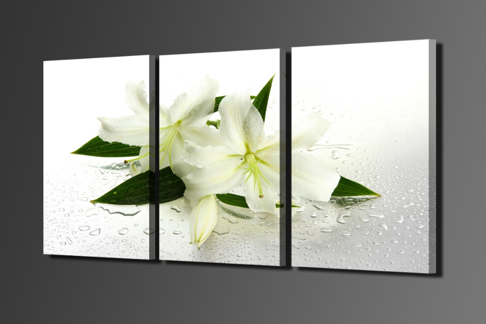 white lilies 3 panels/set hd canvas print painting artwork wall art picture gift for room decorative painting h00759d-n