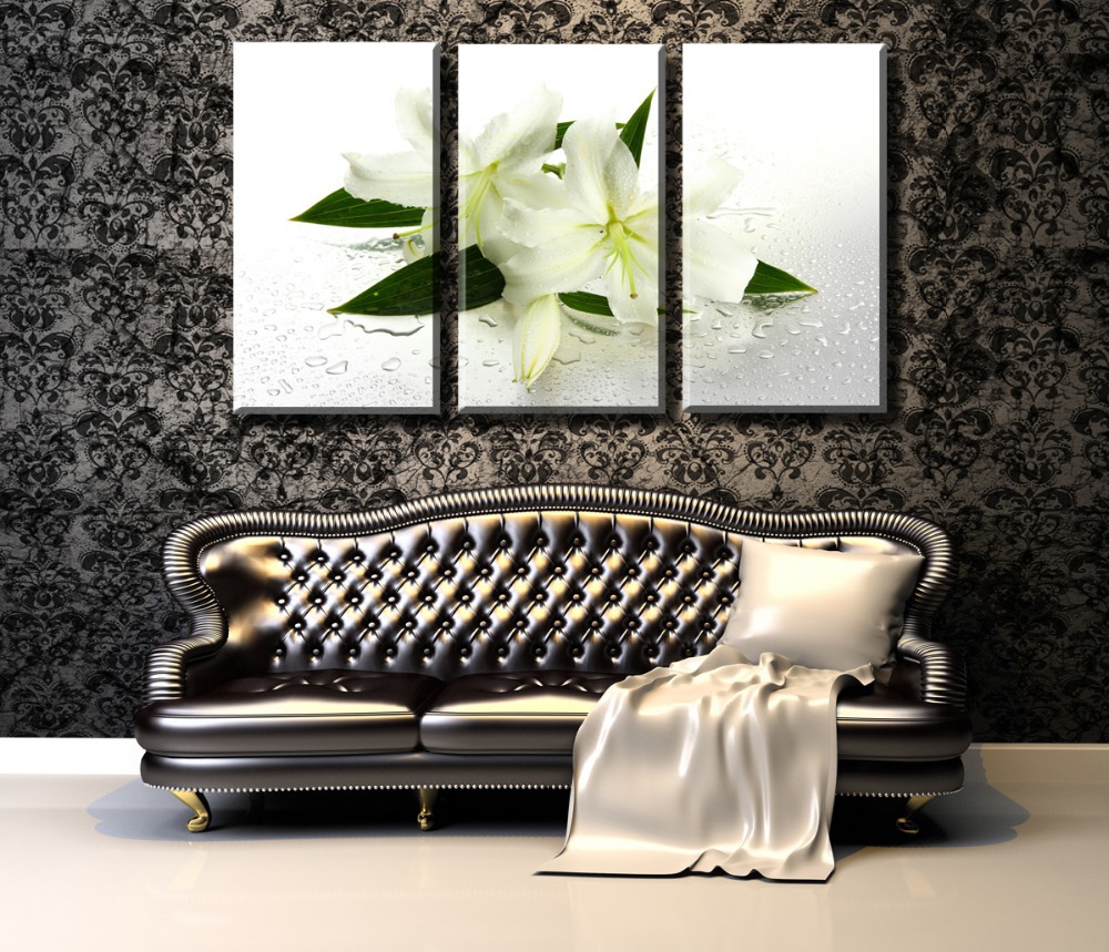 white lilies 3 panels/set hd canvas print painting artwork wall art picture gift for room decorative painting h00759d-n