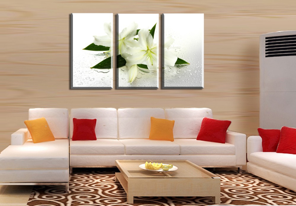 white lilies 3 panels/set hd canvas print painting artwork wall art picture gift for room decorative painting h00759d-n