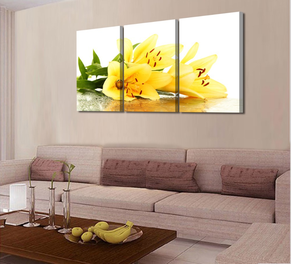 yellow lilies 3 panels/set hd canvas print painting artwork wall art picture gift for room decorative painting h00859d-n