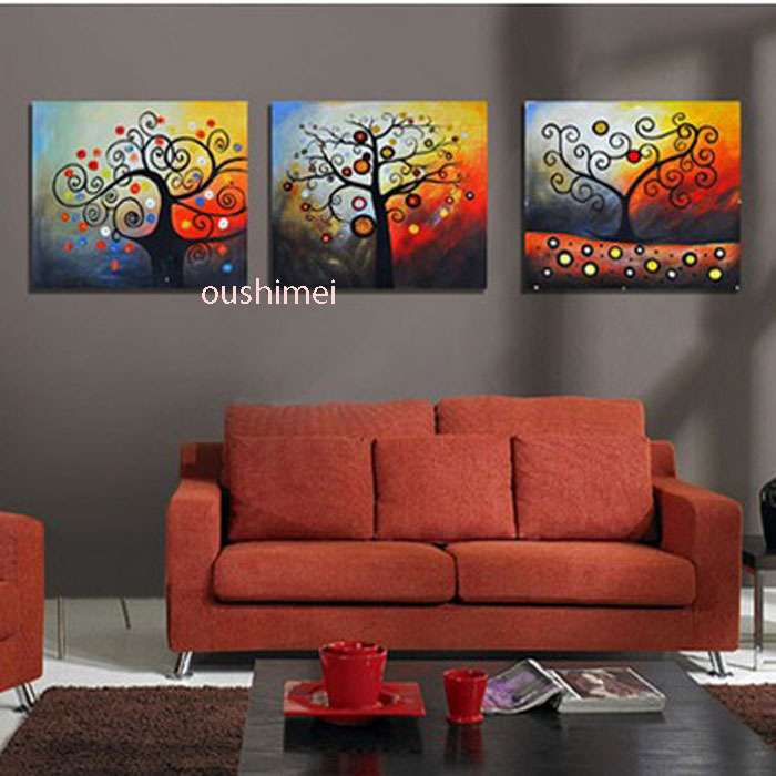 3pcs/lot hand painted pachira tree home decor painting mural abstract wall art pictures no frame flowers for living room craft