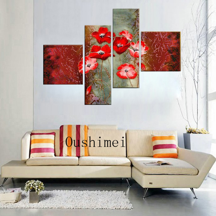 hand painted abstract flower for living room wall home decor modern oil painting on canvas group of pictures on the wall paint