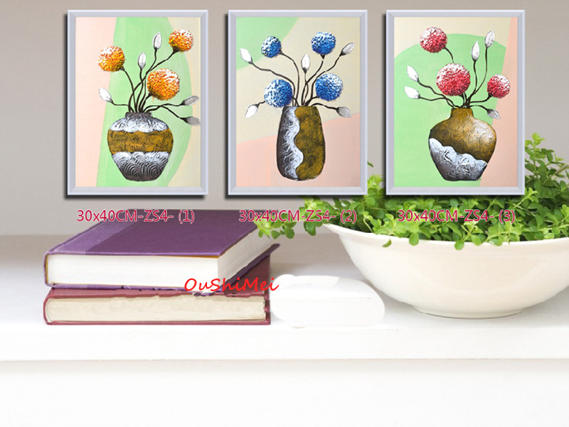 hand painted oil painting abstract flowers on wall flowerpot picture for living room decor modern home decor hand paintings