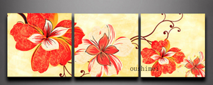 hand painted oil painting red flower on canvas for home decor modern painting wall picture mural group of paintings