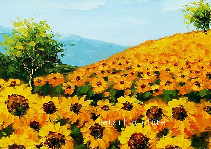 hand painted picture of golden sunflower slope abstract landscape wall home decor painting canvas 3pcs oil painting picture oil