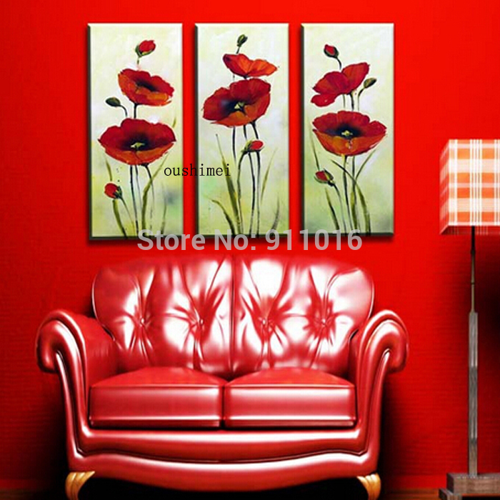 hand painted red abstract flower paintings for room wall decor home decor oil painting on canvas pictures on wall craft